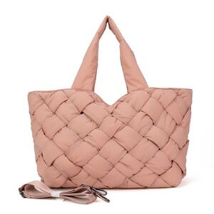 Chic Quilted Tan Tote Bag